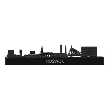 skyline rijswijk wanddecoratie zwart mat