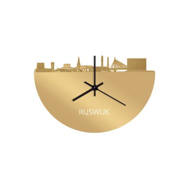 Skyline Rijswijk klok zonder achtergrond goud metallic