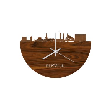 Skyline Rijswijk klok zonder achtergrond palissander