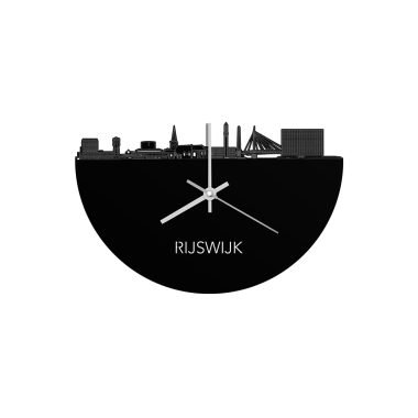 Skyline Rijswijk klok zonder achtergrond zwart mat