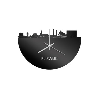 Skyline Rijswijk klok zonder achtergrond acryl zwart glanzend