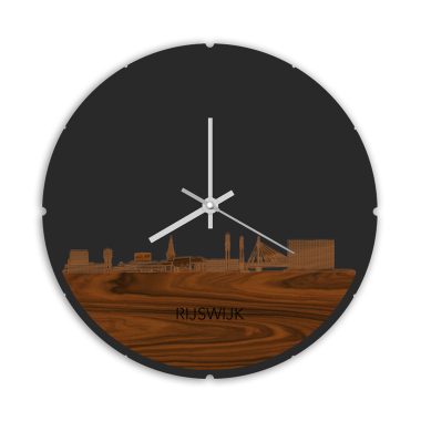 Skyline Rijswijk klok met achtergrond palissander